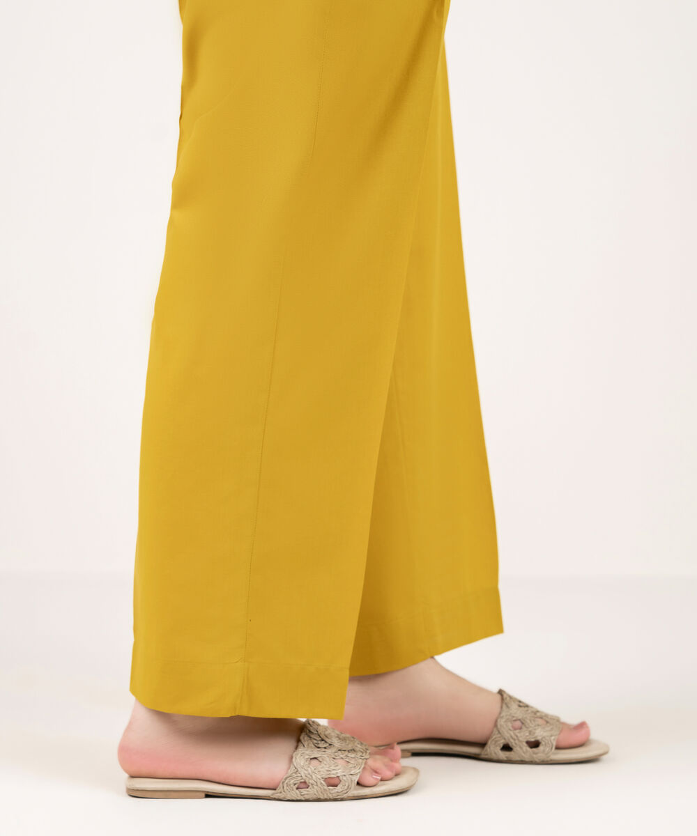 Women's RTW Cambric Solid Mustard Straight Pants