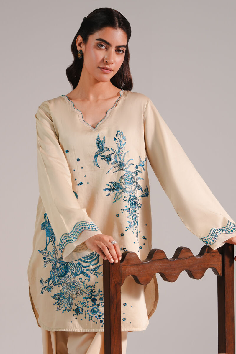 Embroidered Cotton Satin Shirt
