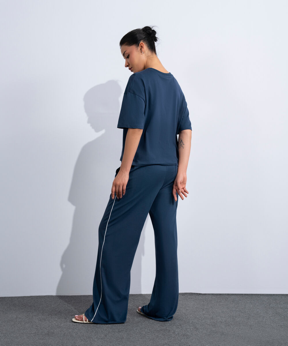Women's Western Navy Pull-On Supima Trousers