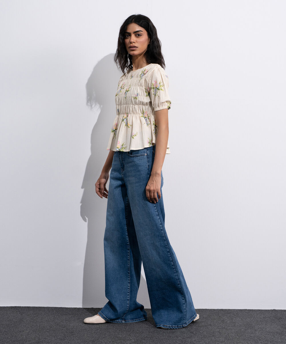 Women's Multi Printed Seersucker Blouse