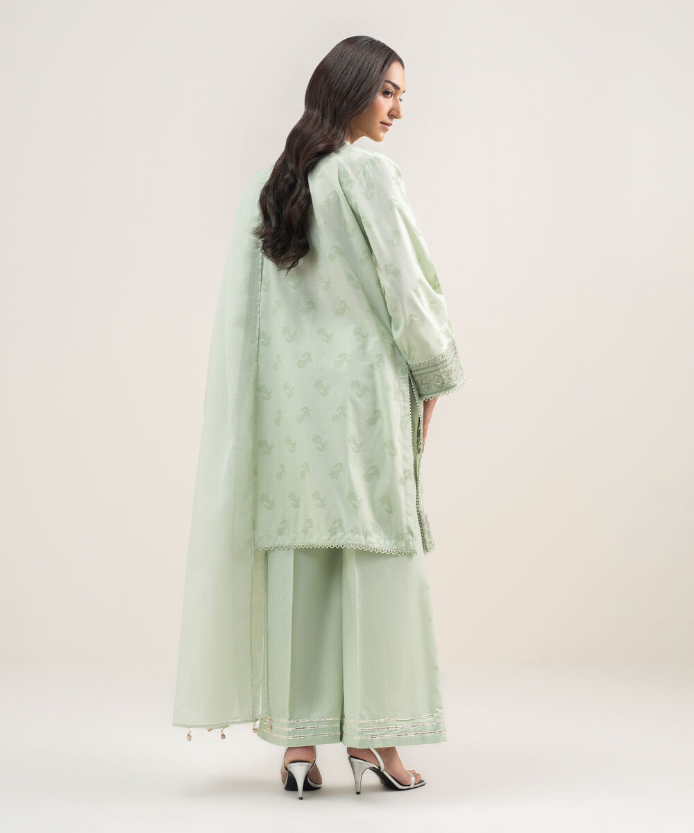 Women's RTW Lawn Embroidered Mint Green 3 Piece Suit