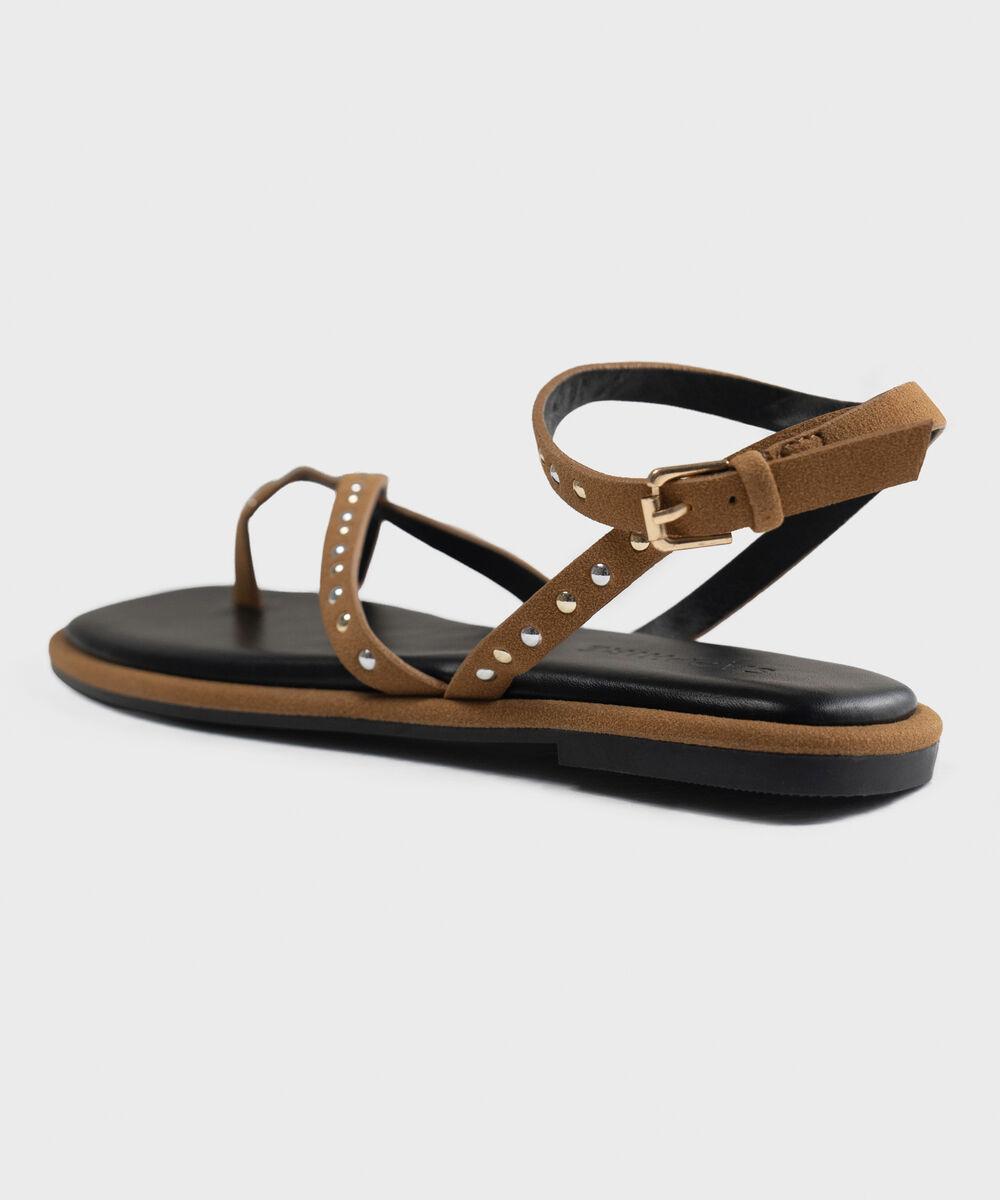 Women's Brown Studded Sandals
