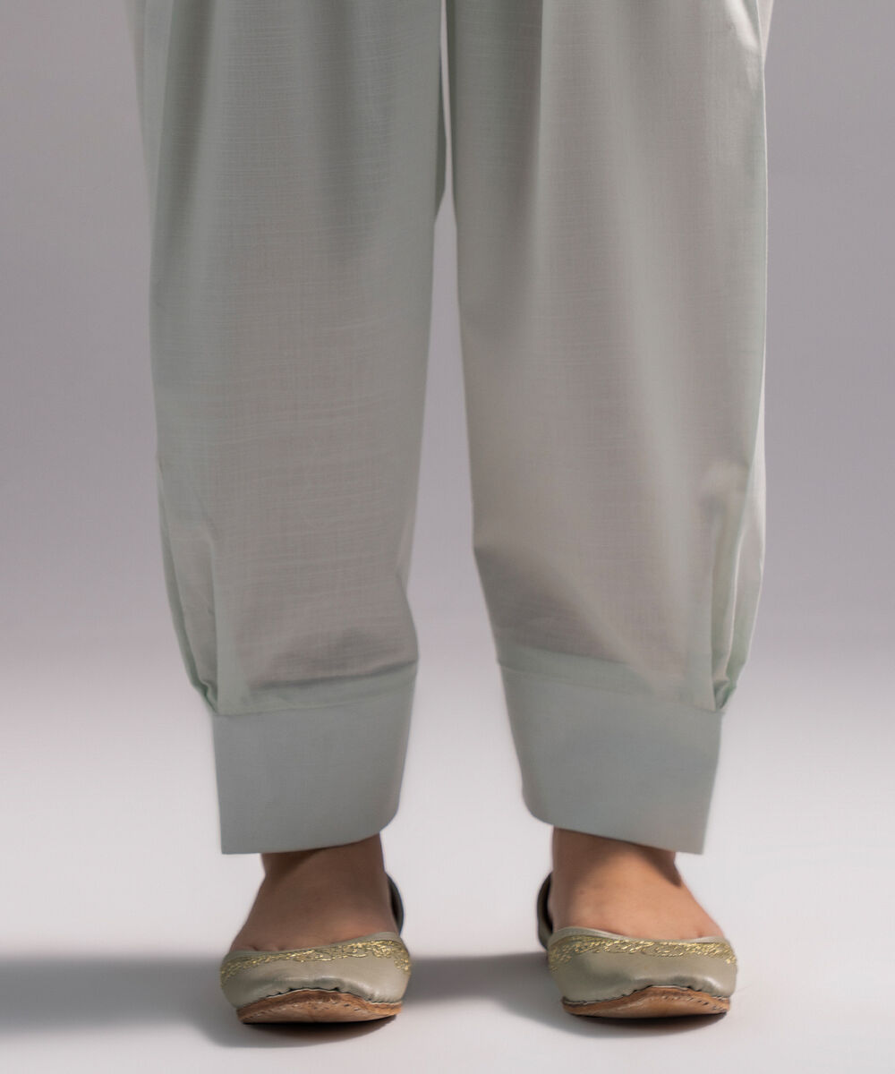 Women's RTW Slub Lawn Solid Seafoam Green Skinny Shalwar