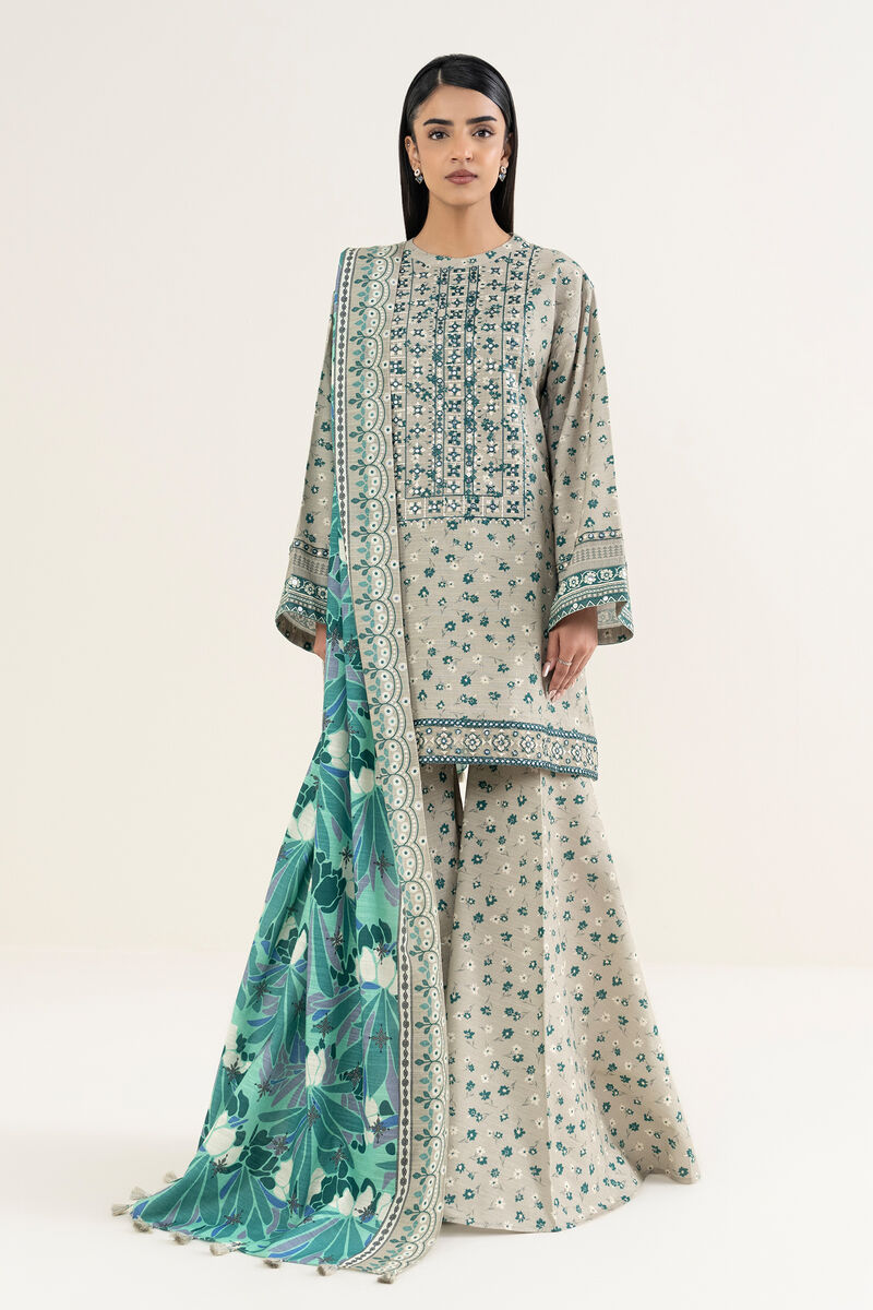3 Piece - Embroidered Khaddar Suit