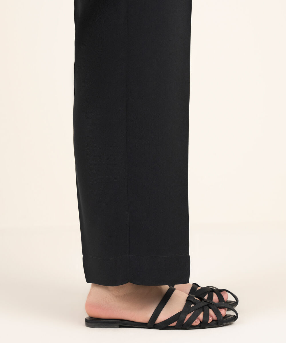 Women's RTW Bedford Solid Black Straight Pants