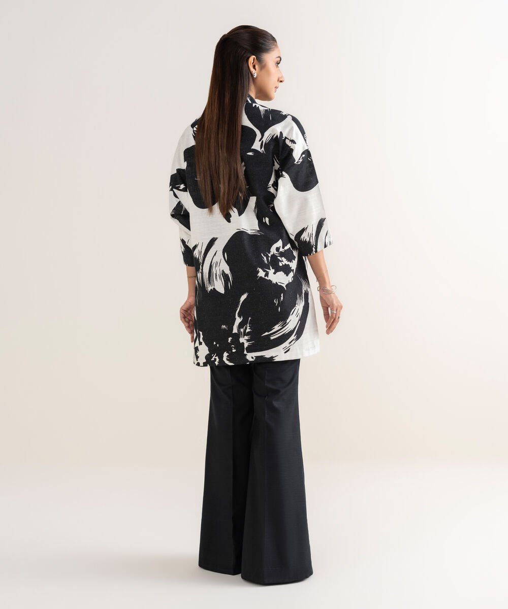Women's Unstitched Khaddar Printed Black Shirt