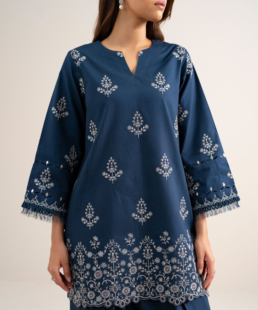 3 Piece - Embroidered Lawn Suit — Sapphire view 4
