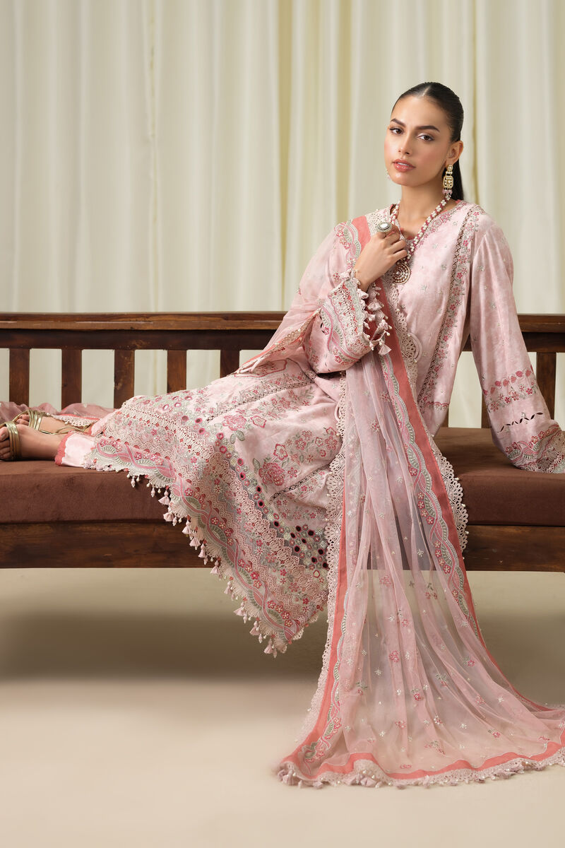 3 Piece - Embroidered Raw Silk Suit