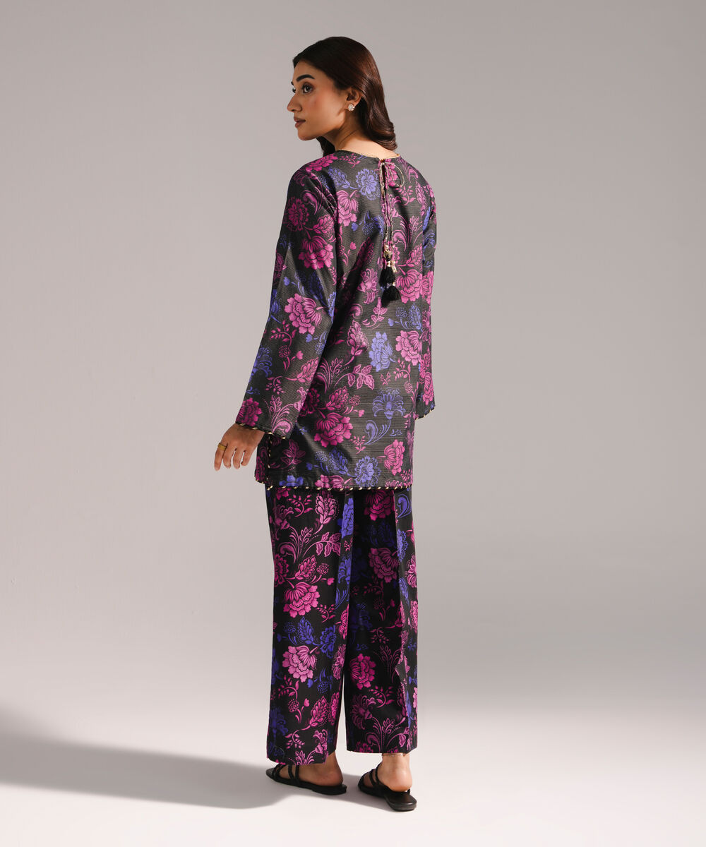 Women's RTW Zari Lawn Printed Black 2 Piece Suit