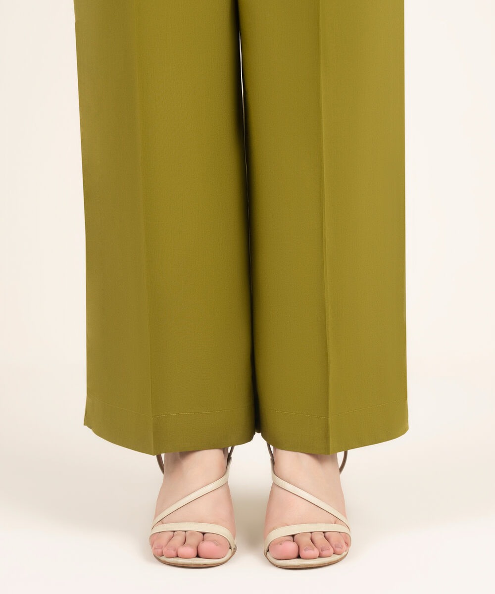 Women's RTW Cambric Solid Green Culottes