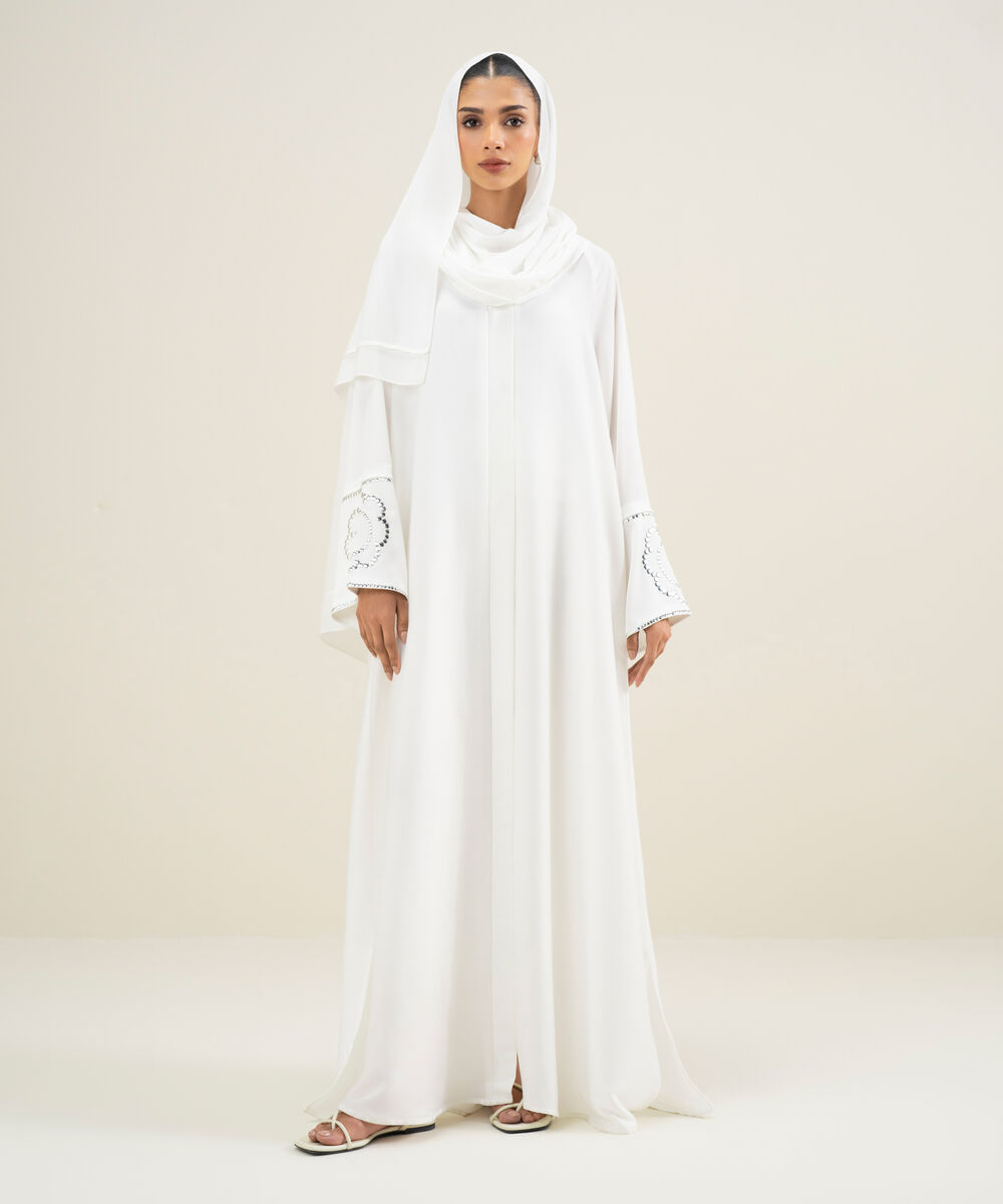Women's White Raglan Abbaya Set