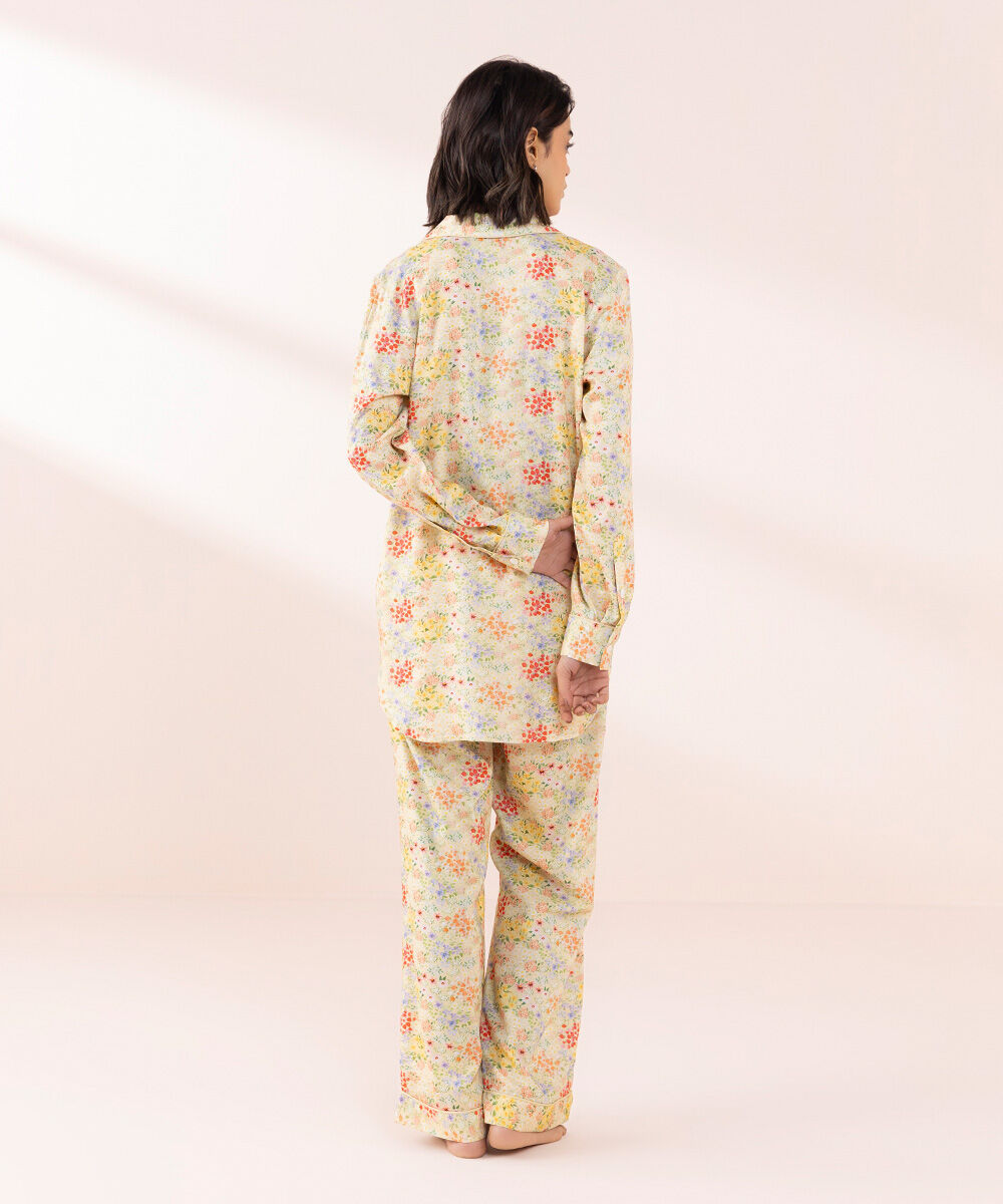 Women's Sleepwear Yellow Floral Printed Pj Set