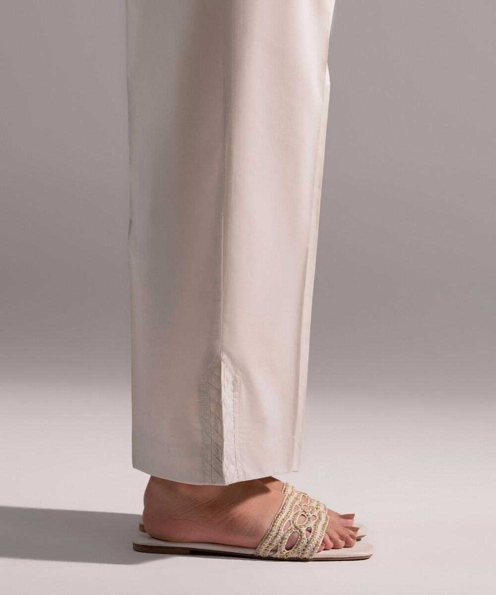 Women's RTW Poplin Solid Grey Straight Pants