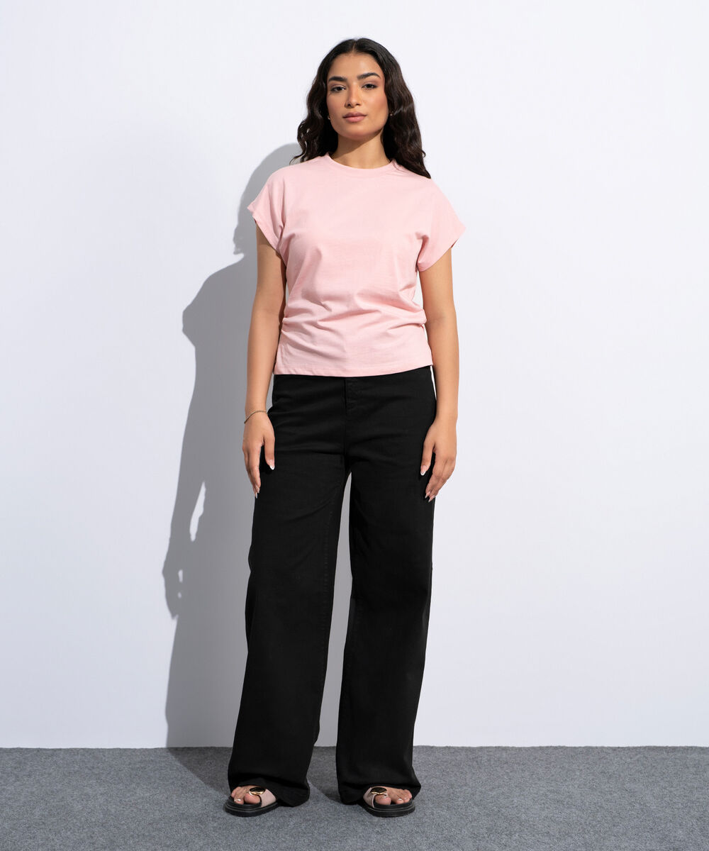 Women's Pink Cinched Waist T-Shirt