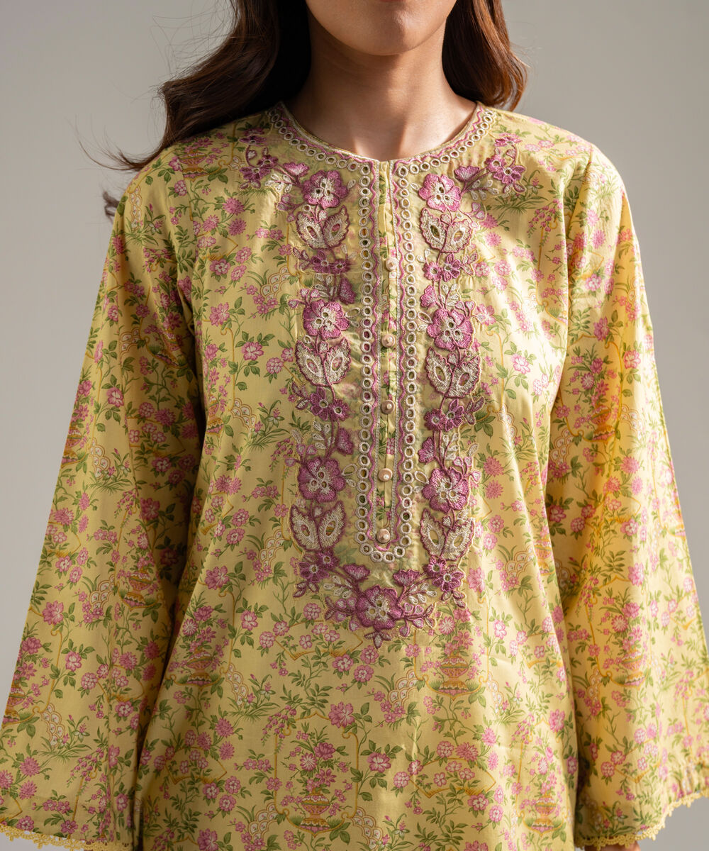 Women's RTW Lawn Embroidered Yellow 2 Piece Suit