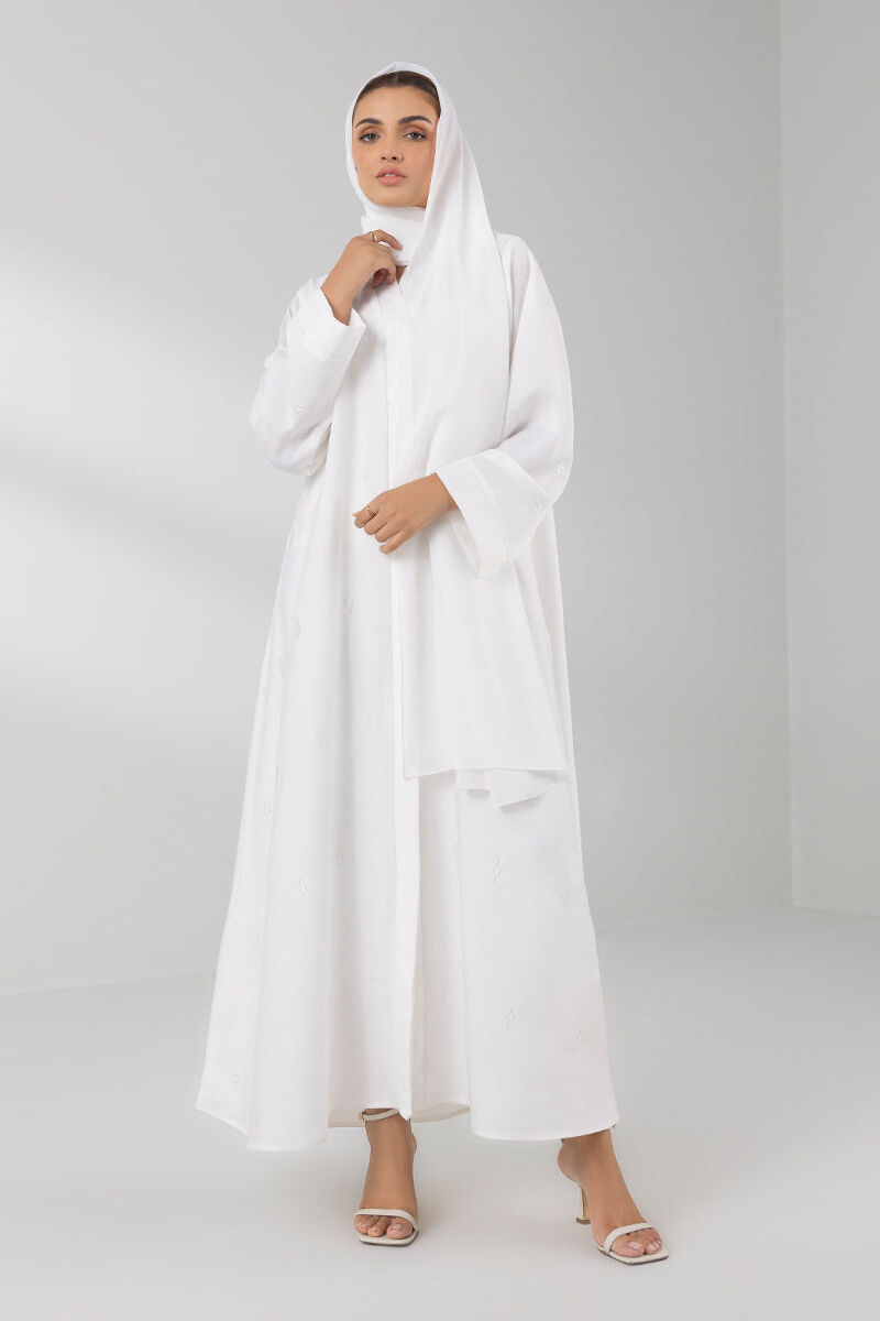 Embroidered Button Through Abaya Set