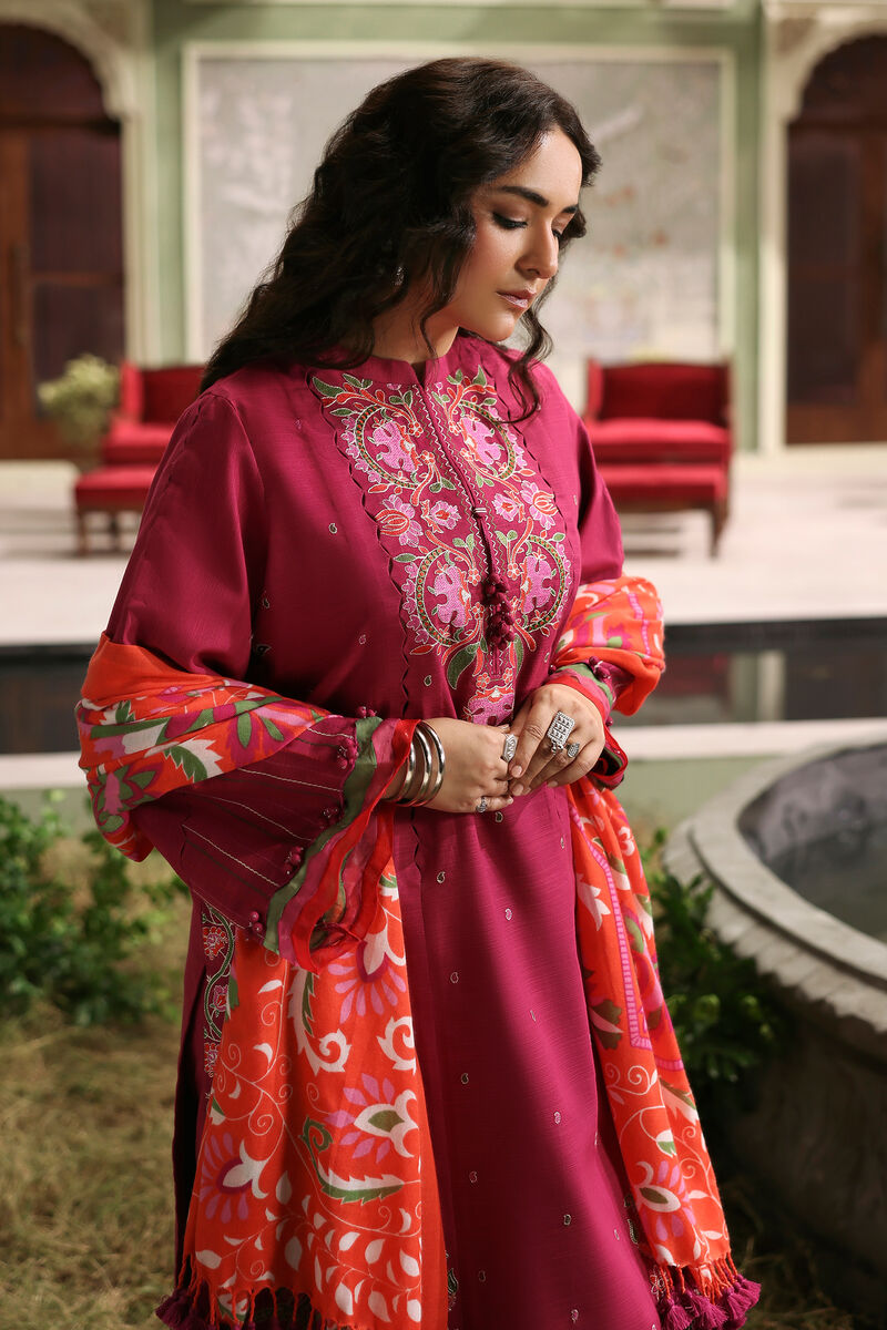 3 Piece - Embroidered Khaddar Suit