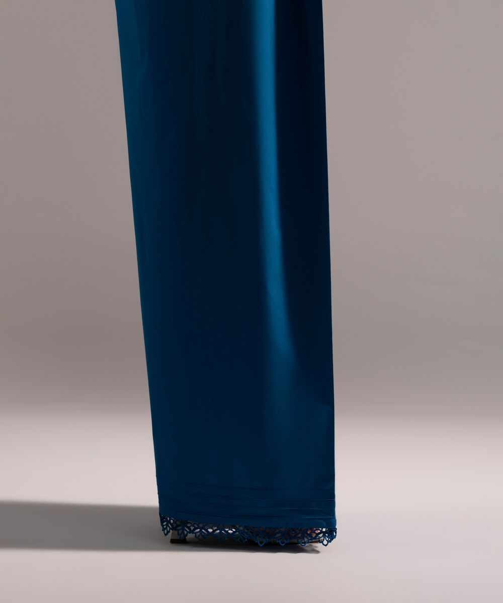 Women's RTW Poplin Solid Dark Blue Farshi Shalwar
