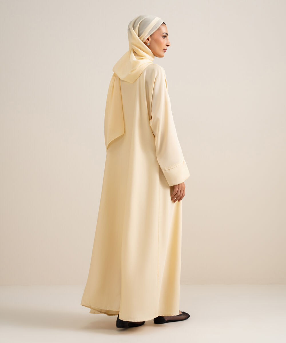 Women's Butter Yellow Kimono Abaya Set