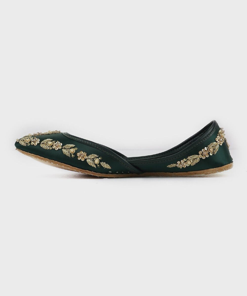 Woman - Green Embellished Khussas