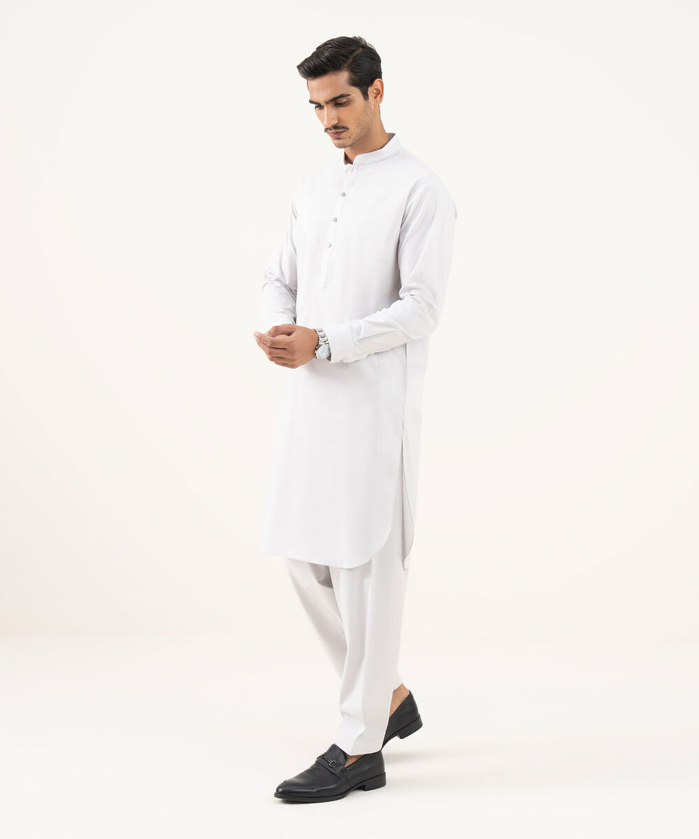 Men's 100% Cotton Plain Grey Kurta Shalwar