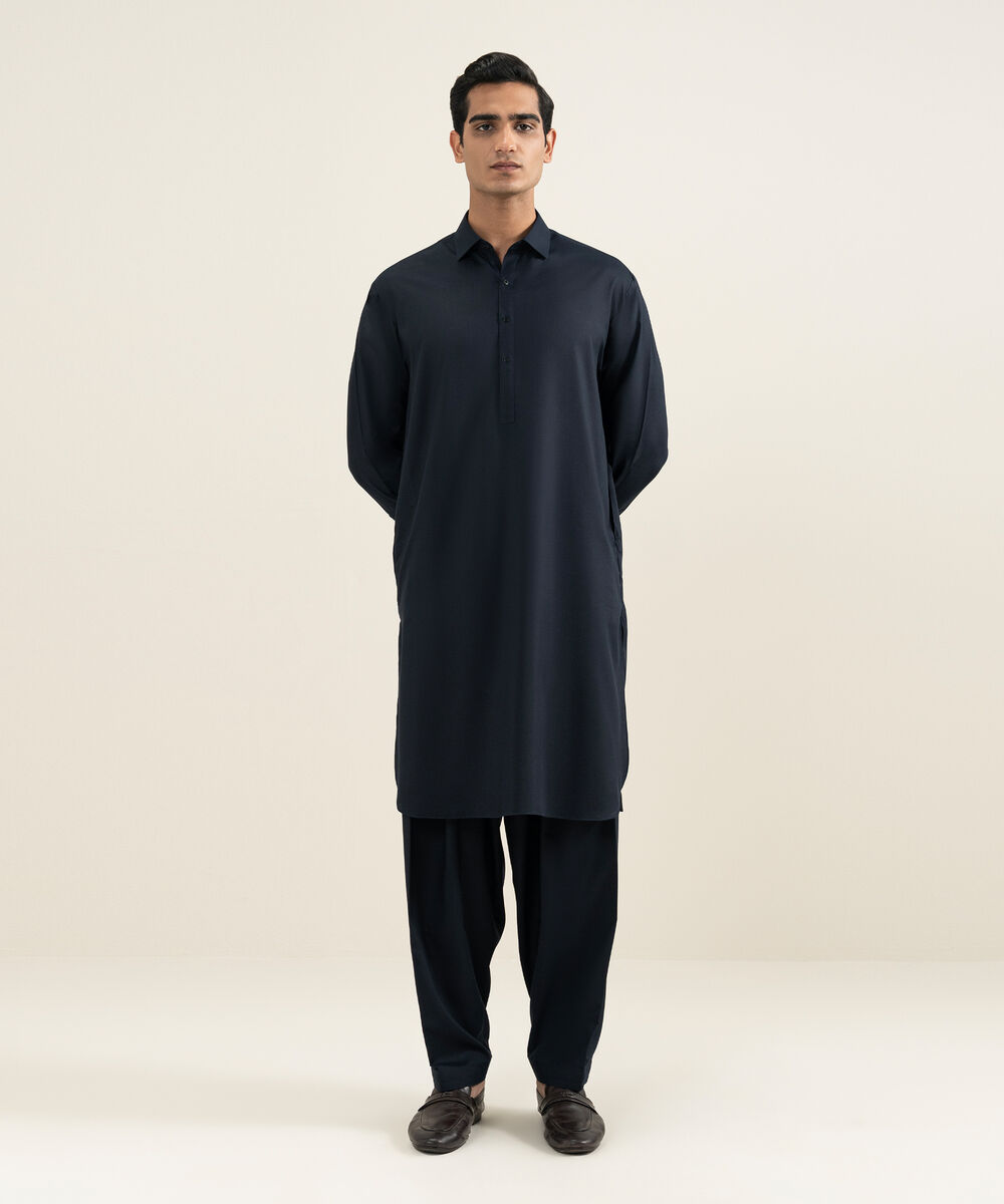 Men's navy Wash & Wear Kameez Shalwar