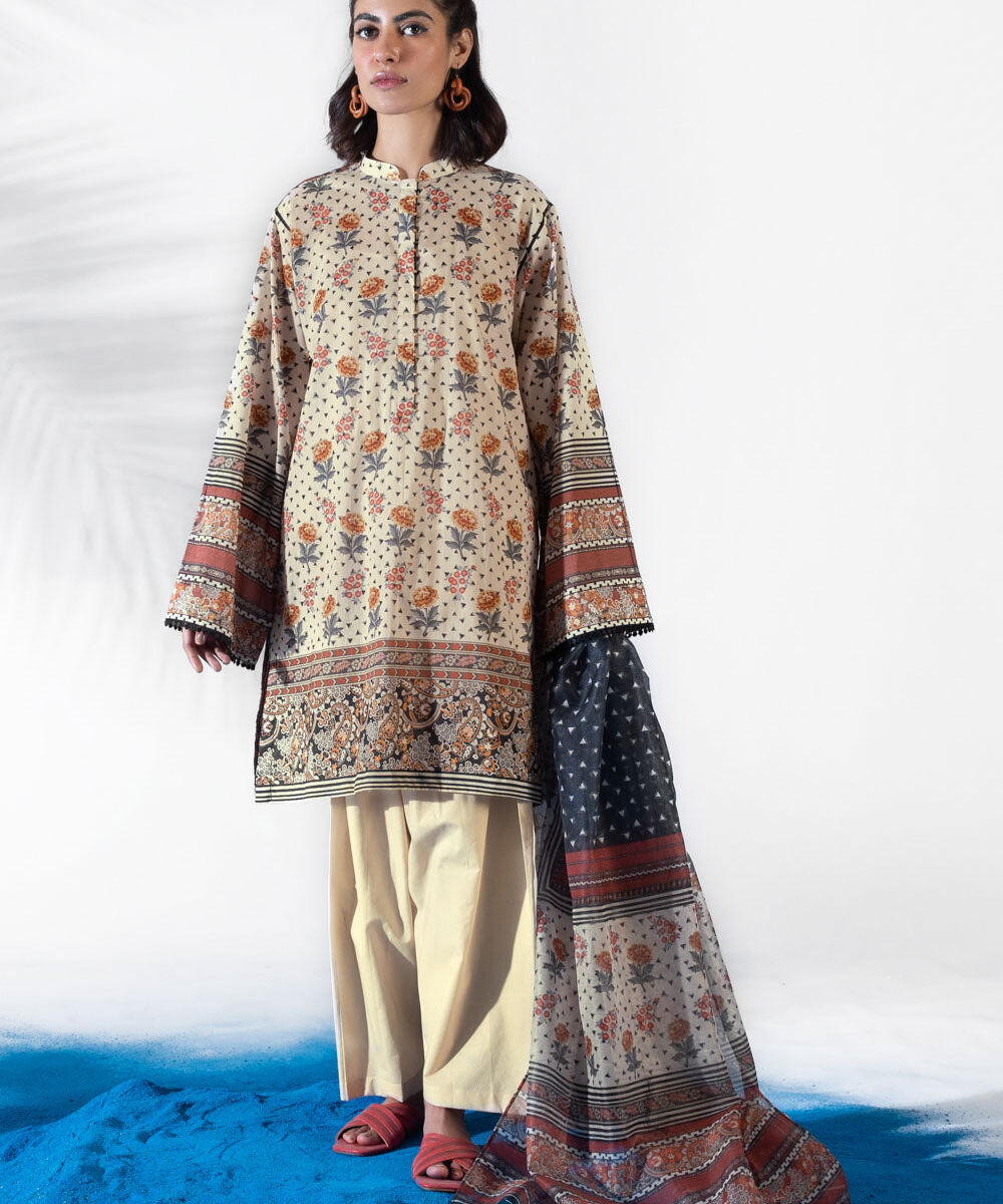 Women's Unstitched Three Piece Printed Lawn Suit