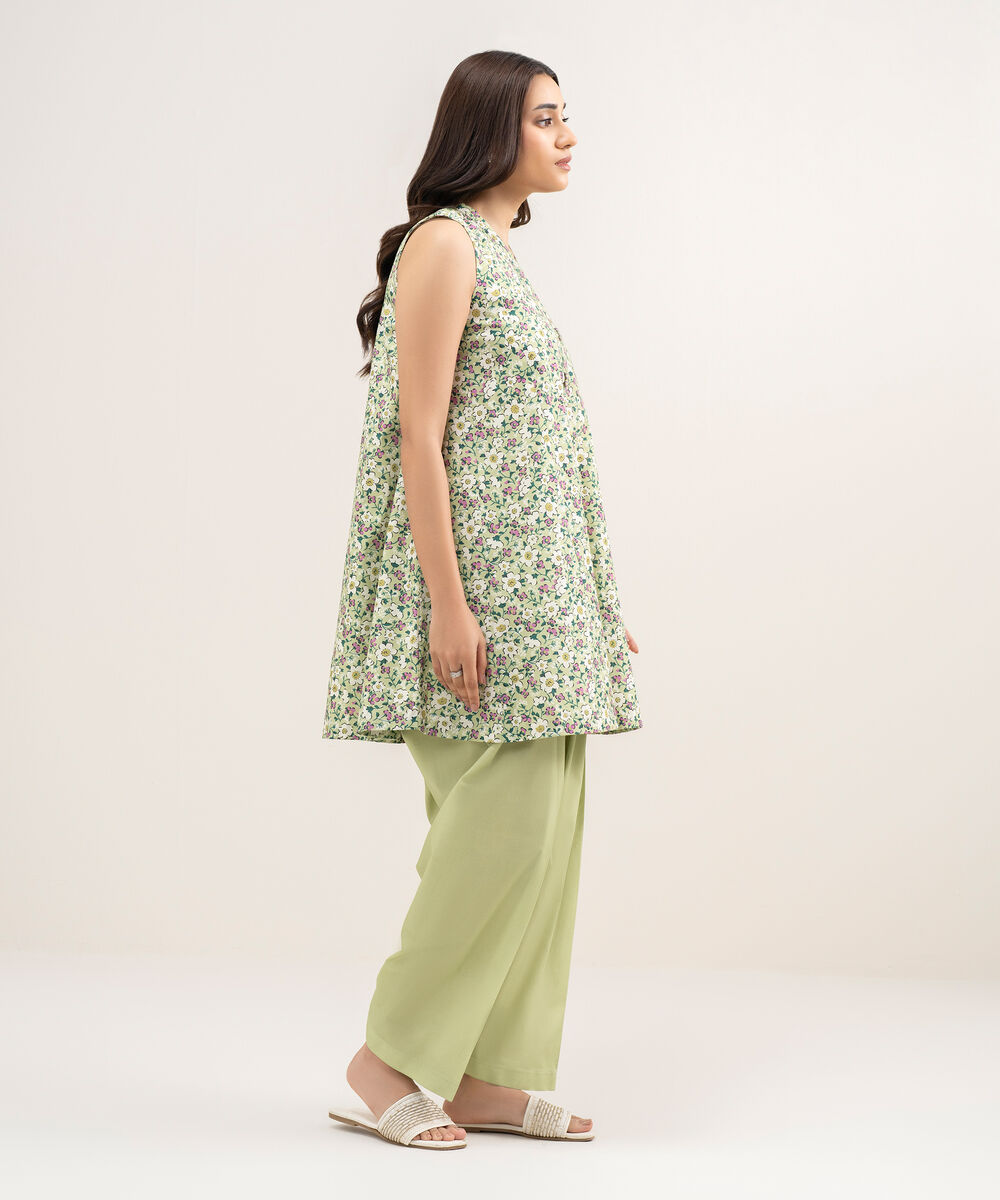 Women's Unstitched Lawn Printed Green 2 Piece Suit