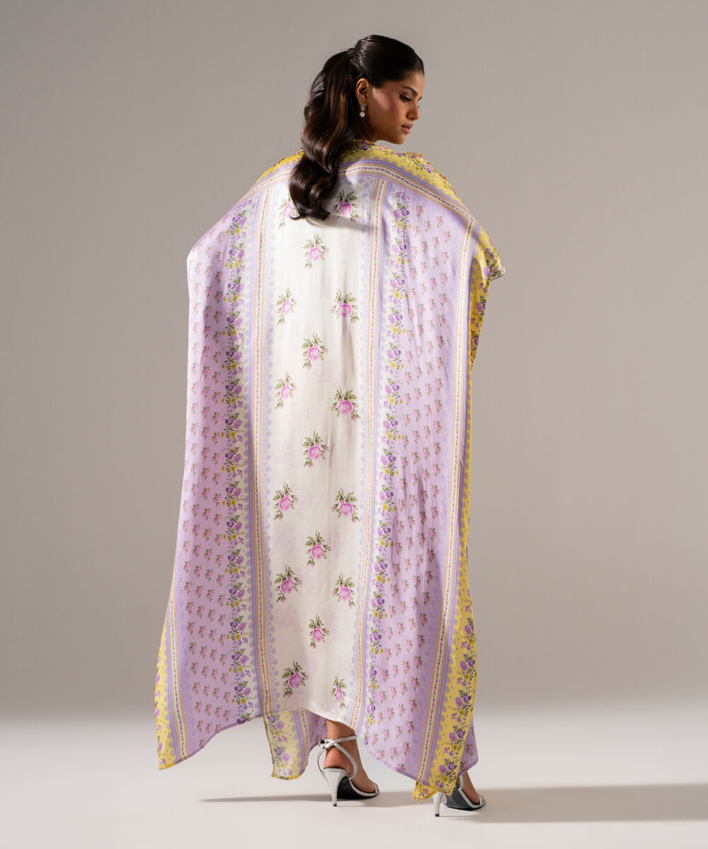 Women's RTW White Featheer Chamoz Printed White Kaftan