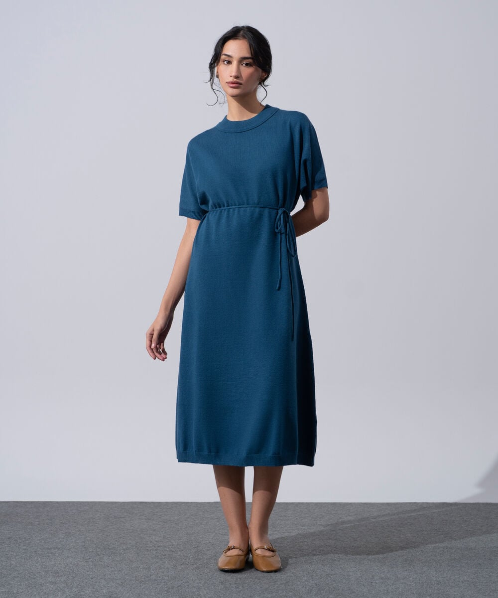 Women's Western Wear Blue Short Sleeve Knit Dress