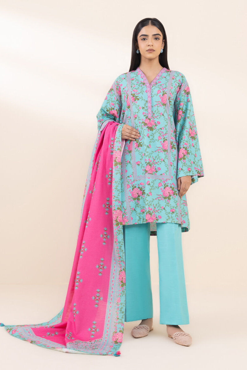 3 Piece - Printed Khaddar Suit