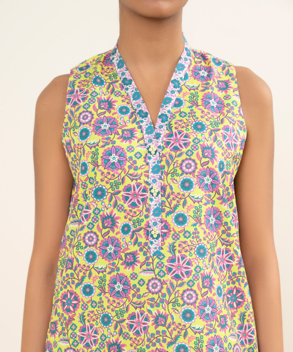 Women's Unstitched Cotton Printed Multi 2 Piece Suit