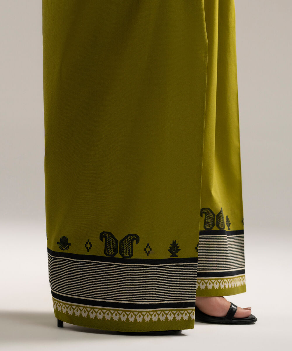 Women's RTW Cambric Printed Green Farshi Shalwar