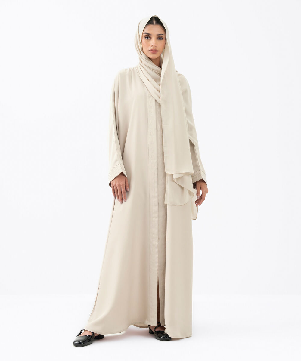 Women's Beige Polyester Abaya