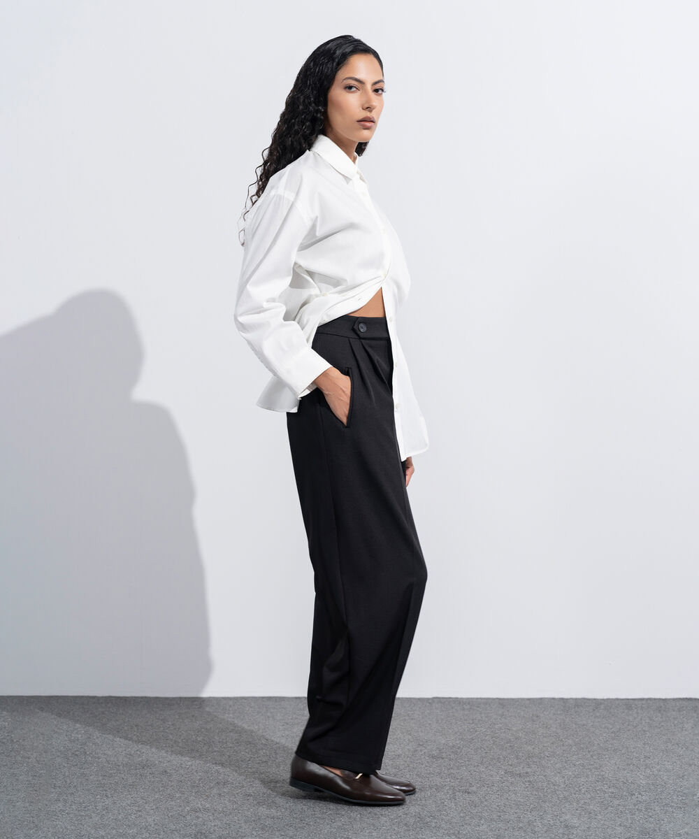 Women's Western Wear Black Slouchy Tailored Trousers