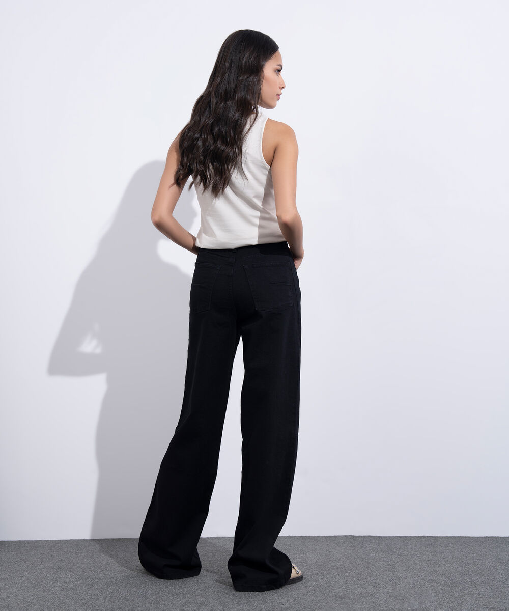 Women's Western Wear Black Wide Leg Jeans