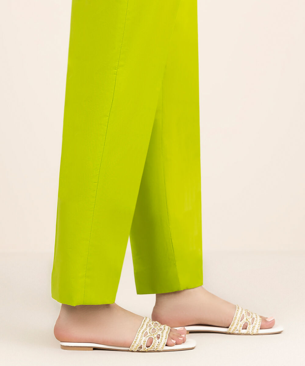 Women's Unstitched Cotton Printed Green Trousers Fabric