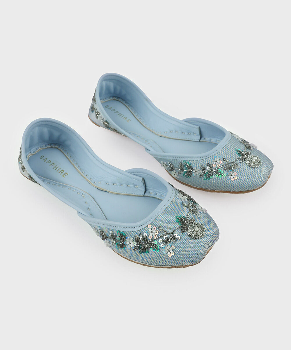 Woman - Blue Embellished Khussas