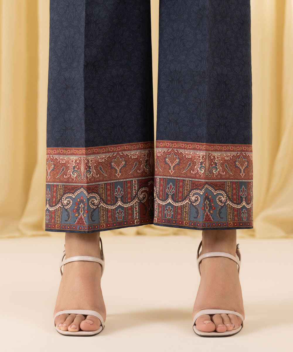 Unstitched Women's Blue Lawn Embroidered 3 Piece Suit