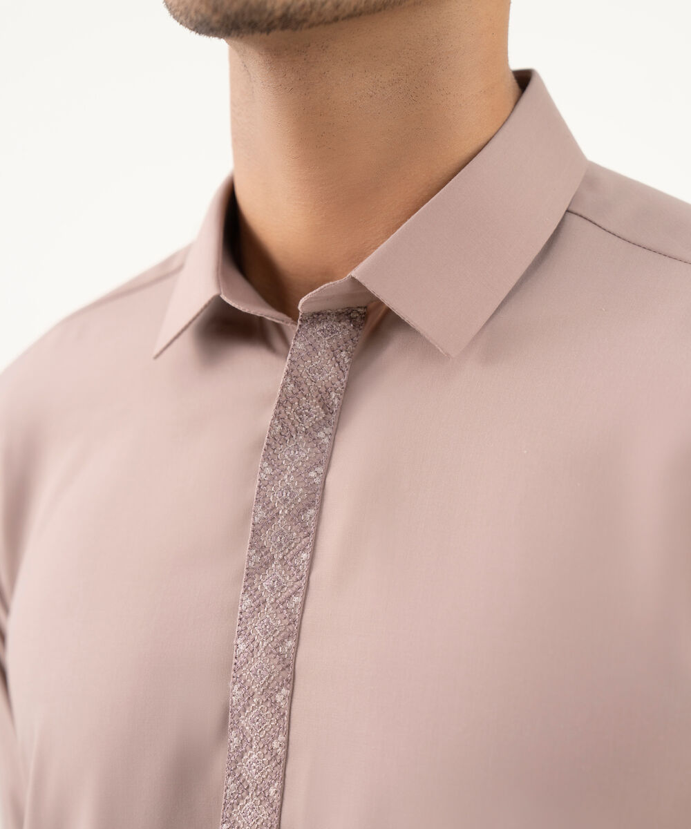 Men's Oxford Embroidered Mauve Kurta Shalwar