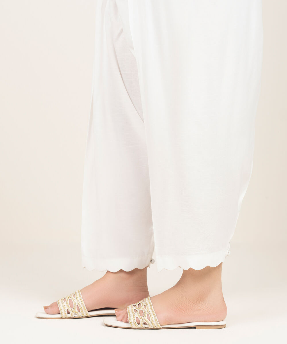 Women's RTW Lawn Solid White Shalwar