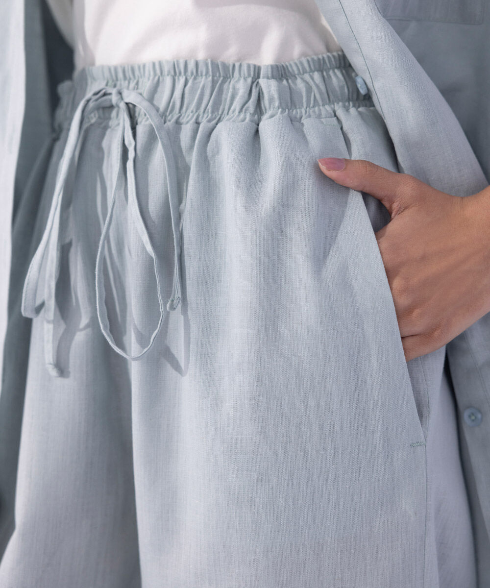 Women's Western Wear Blue Linen Blend Pull On Trousers