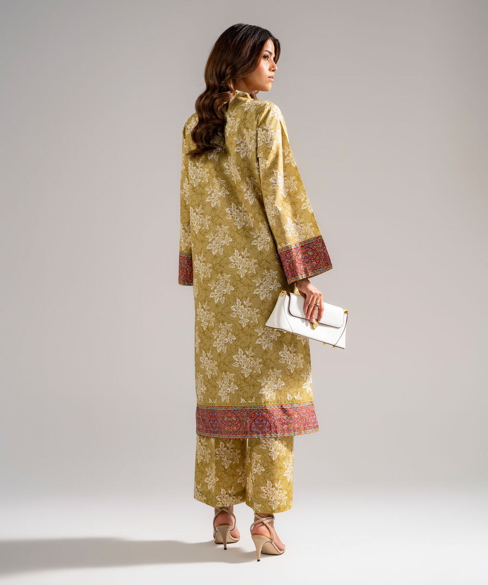 Women's RTW Lawn Printed Green 2 Piece Suit