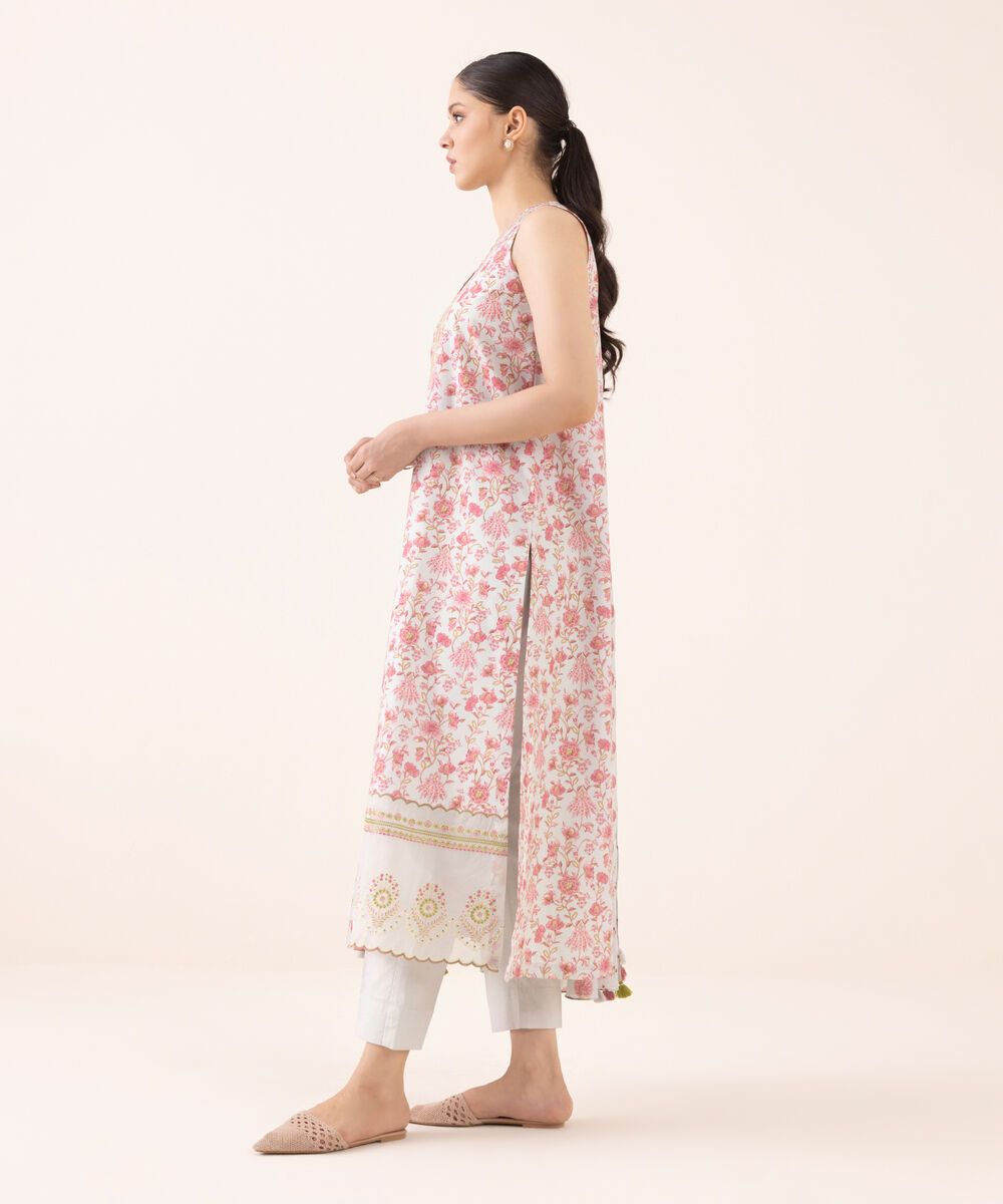 Women's Unstitched Cotton Embroidered Multi Three Piece Suit