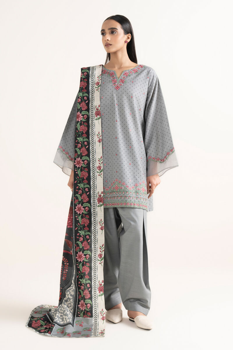 3 Piece - Embroidered Khaddar Suit