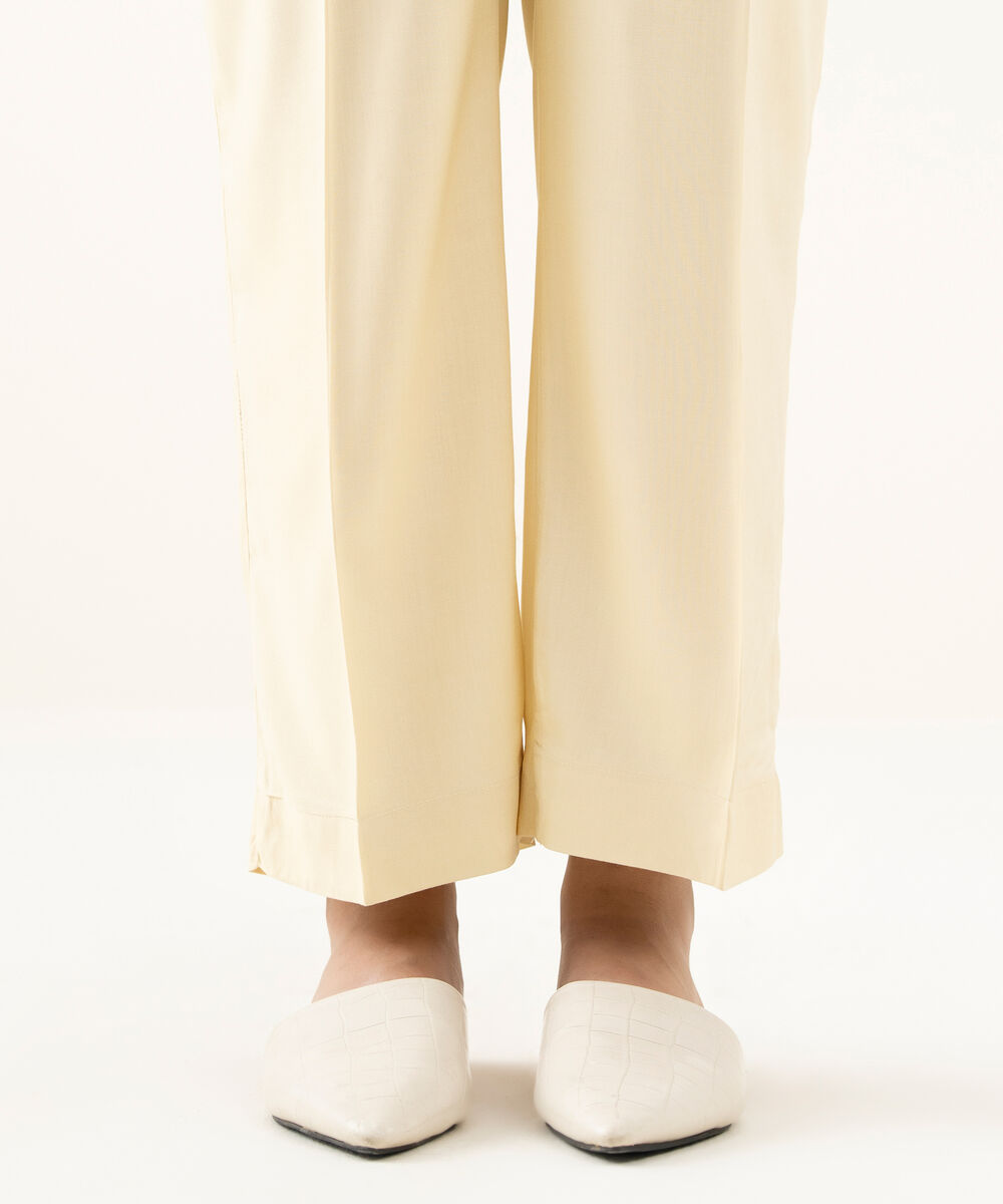 Women's RTW Linen Cream Dyed Straight Pants