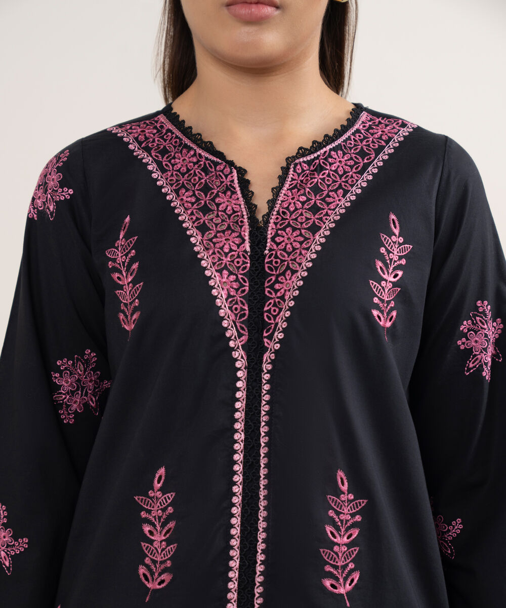 Women's RTW Cambric Black Dyed Aline Shirt