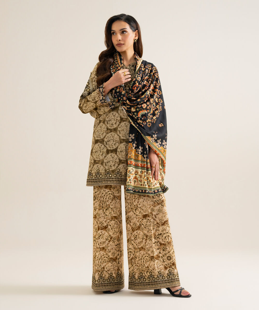 3 Piece - Embroidered Linen Suit
