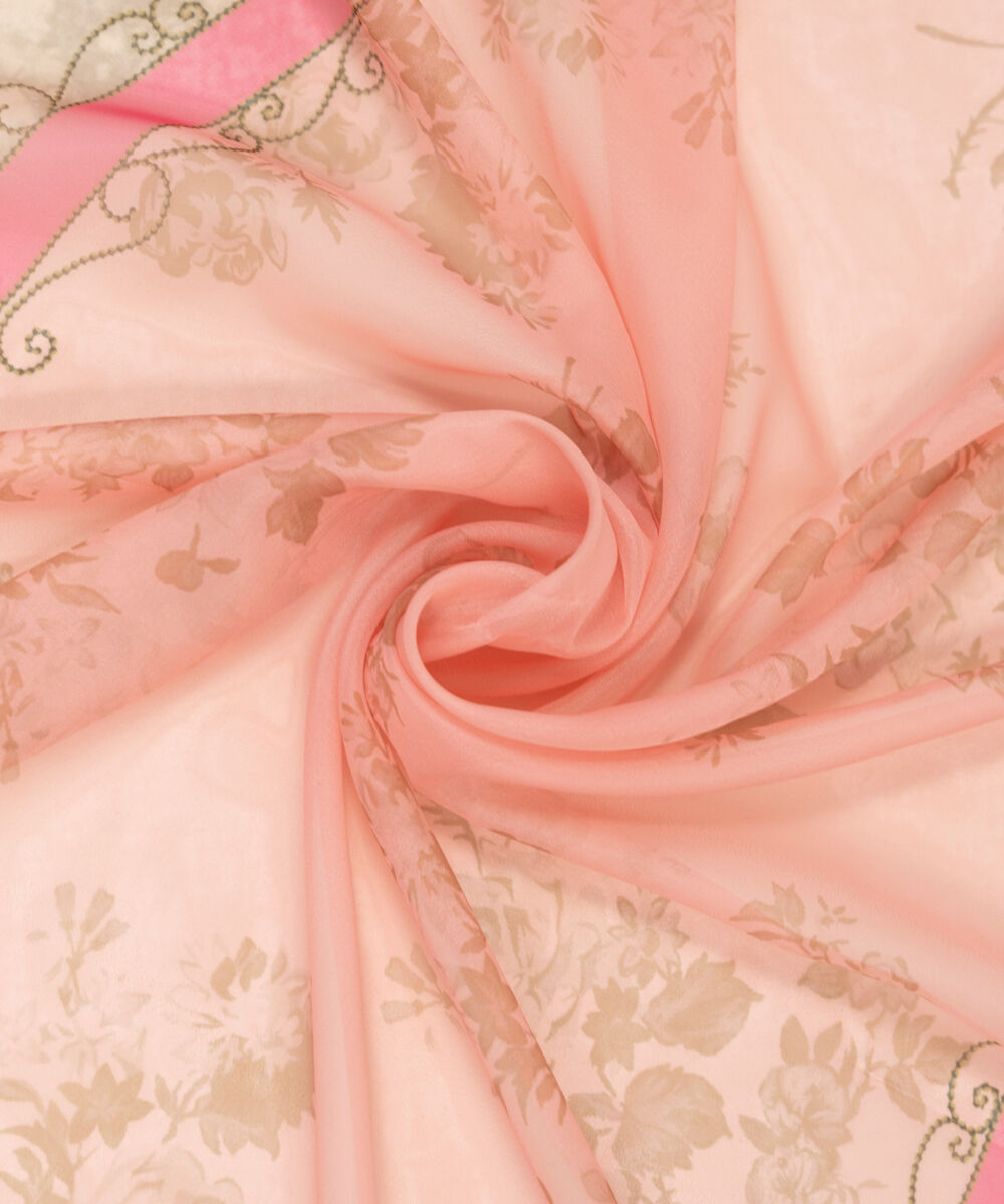 Blended Tissue Printed Peach Dupatta