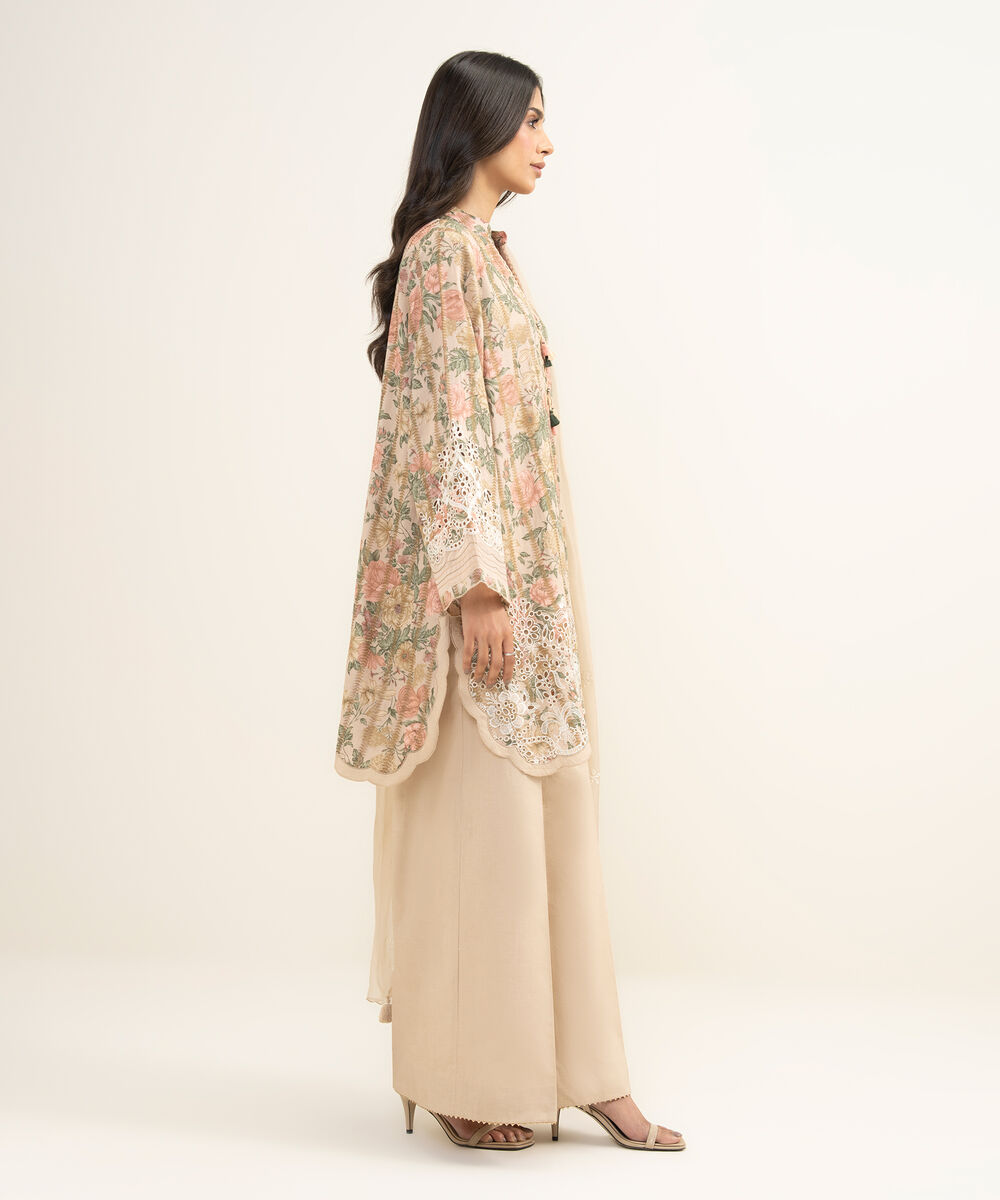 Women's Unstitched Extra Weft Jacquard Embroidered Multi 3 Piece Suit